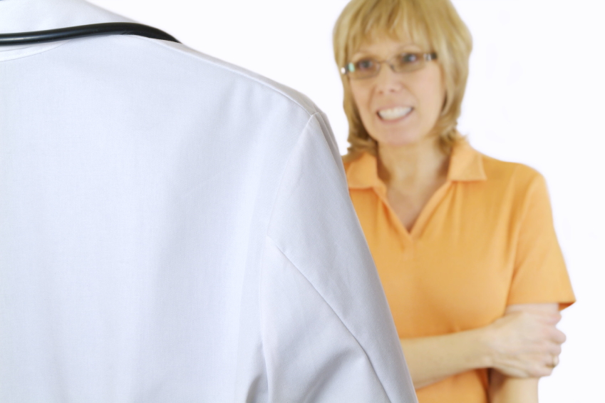 women talking with doctor